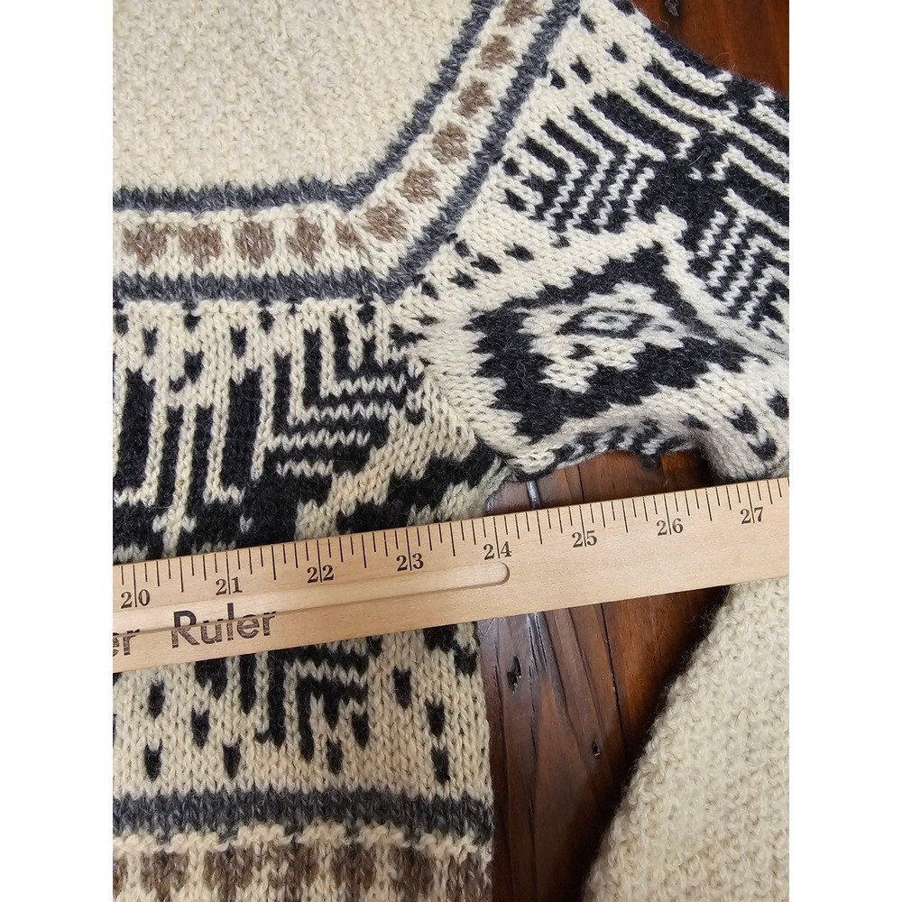 Vintage Potomac Collection Nordic Fair Isle Sweater Cream Black Brown - Picture 6 of 9